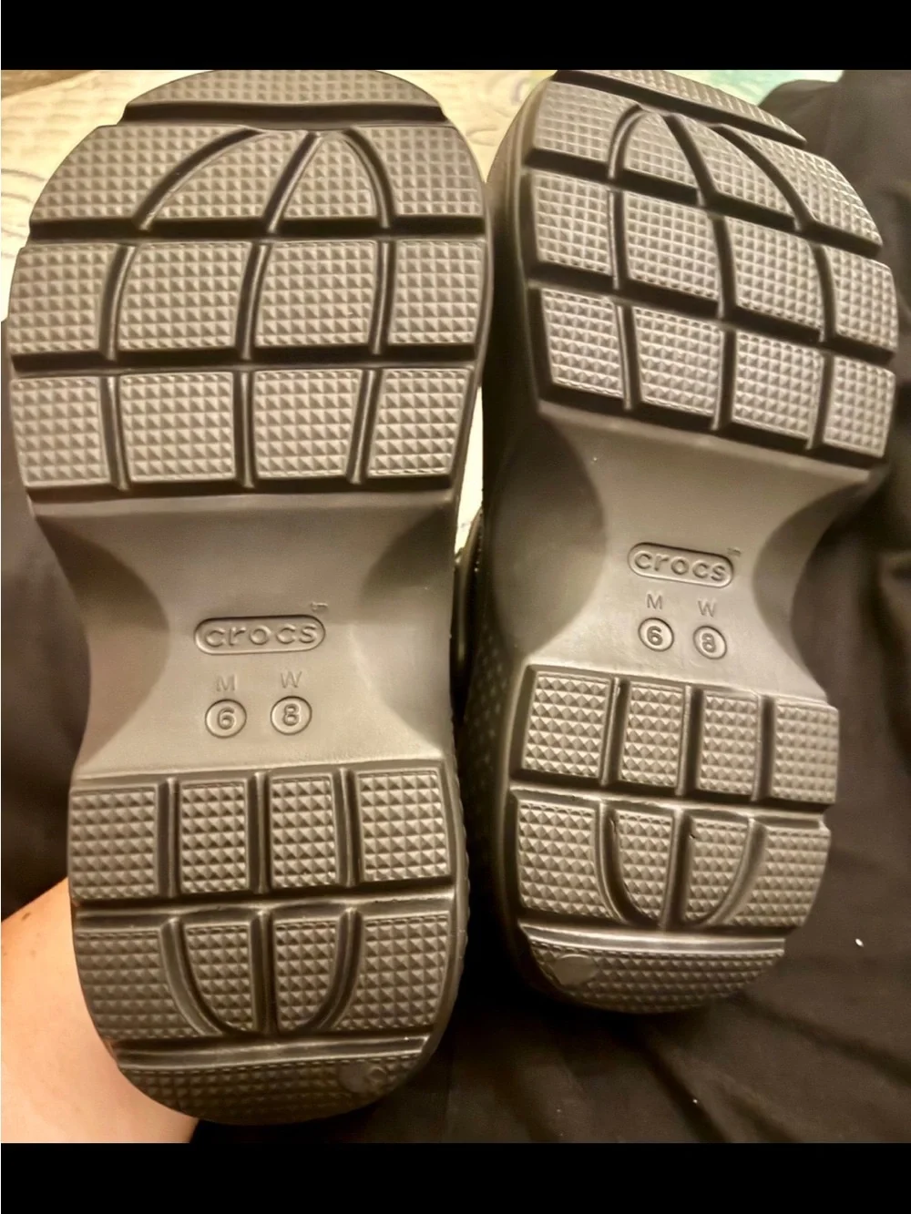 Custom Punk Goth Crocs Stomp Clog Black Platform - Size W8/M6